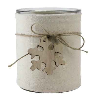 Allstate Floral 5.75" White and Brown Wrapped Snowflake Christmas Jar