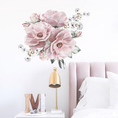 Wall Stickers with Detachable Peony Flowers, Used for Home Decoration in Bedroom and Living Room,30 x 60 cm
