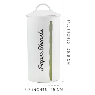 White Enamel Farmhouse Paper Towel Holder with Side Slit