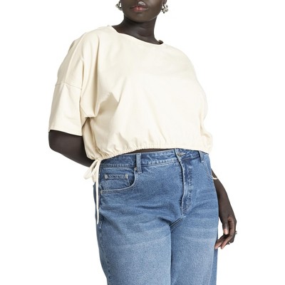 ELOQUII Women's Plus Size Crop Tie Tee