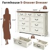 Dyonery Farmhouse 9 Drawers Dresser for Bedroom, 52" Wide Rustic Wood Chest of Drawers with Metal Handles,Modern Dresser TV Stand,White - 2 of 4