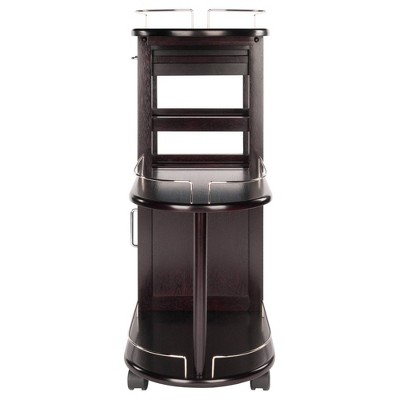 Espresso Wood Entertainment Cart with Wine Rack and Storage