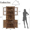 67" Tall Corner Storage Cabinet with Lights, Farmhouse Corner Hutch Display Cabinet with Glass Doors, Wooden Storage Organizer for Kitchen - 2 of 4