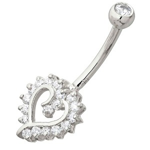 Jewelry Avalanche Women's 14K Gold Heart Shape 14G Belly Button Ring with 0.35cttw Heart Moissanite - 1 of 4