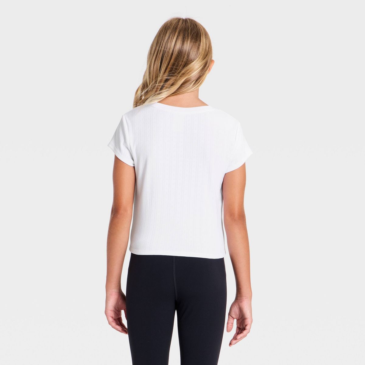 Girls' Short Sleeve Pointelle Active T-Shirt - All In Motion™ - thumbnail 8