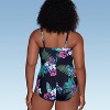 Women's Waist Detail Over the Shoulder One Piece Swimsuit - Aqua Green® Black Floral Print - image 3 of 4