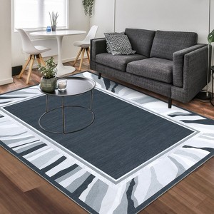 Modern Low Pile Area Rug | Ultra-Thin Machine Washable Rug with Non-Slip Back | Stain Resistant, Non-Shedding & Pet Safe Bordered for Home - 1 of 4