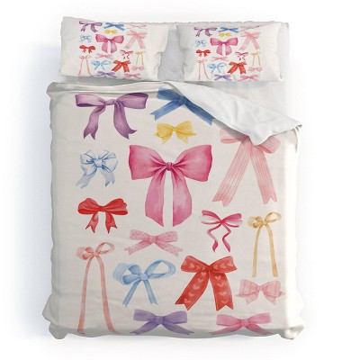 Deny Designs 3pc King April Lane Art Cute Bows Ribbons Duvet and Sham Set