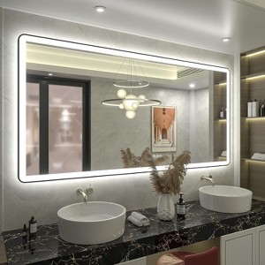 Apmir Super Bright Independent Controlled Front & Back LED Lighted Anti-Fog Aluminum Alloy Framed Tempered Glass Bathroom Mirror with  3-Year Warranty - 1 of 4