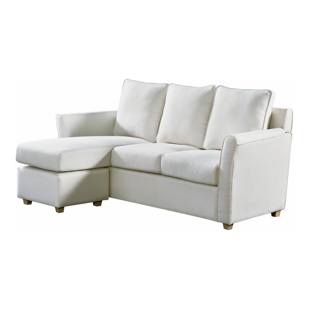 Henri Upholstered Sofa Almond Cream - HOMES: Inside + Out: Transitional L-Shaped Microfiber Sectional