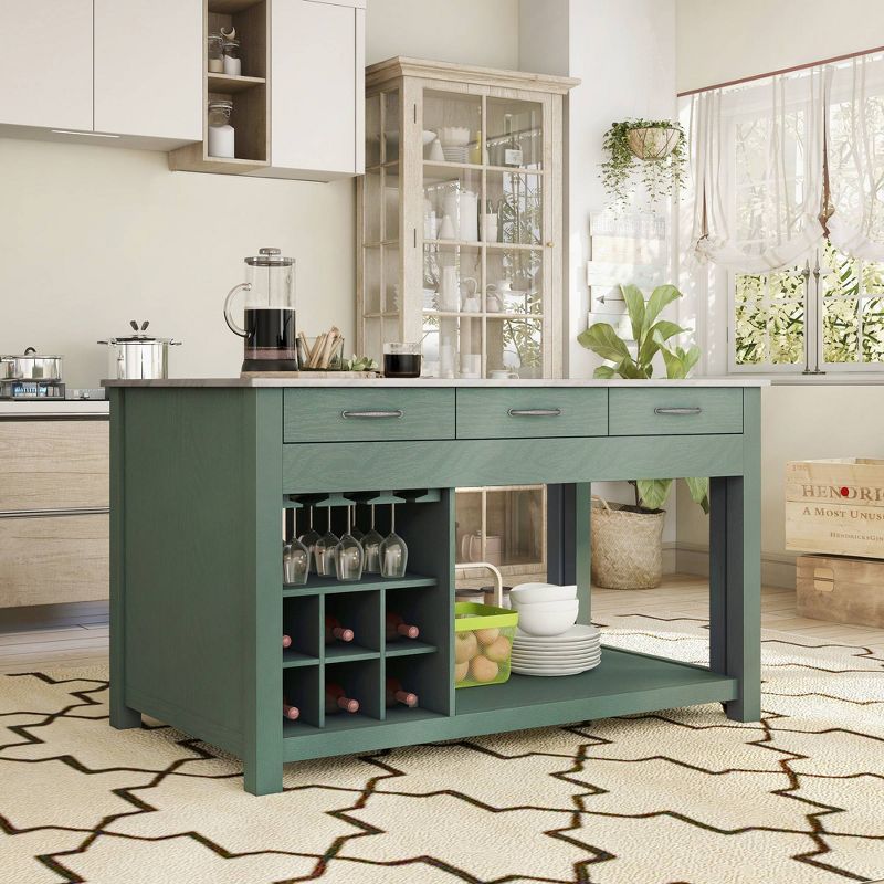 Fredricke Extendable Kitchen Island with Faux Marble - HOMES: Inside + Out, 3 of 11