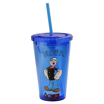 Silver Buffalo Popeye The Sailor Man TV Show Theme Blow Me Down 16 Ounce Tumbler