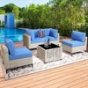 XIZZI 5PCS Furniture Set, Rattan Modular Sectional Sofa, Outside Coversation Set with Solar Coffee Table for Porch Balcony Backyard Poolside - 3 of 4