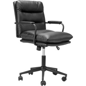 Modern PU Leather Dresser Chair with Adjustable Middle Back Office Chair with Wheels,Computer Chair for Home Bedroom Office - 1 of 4
