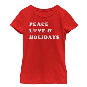 Girl's CHIN UP Christmas Peace & Love T-Shirt - 1 of 4