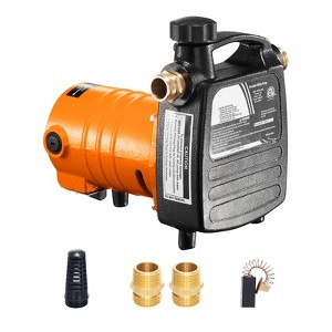 VEVOR Cast Iron Water Transfer Pump, 115V AC 1600 GPH 1/2HP, Portable Electric Utility Pump with Carbon Brush, Black+Orange - 1 of 4