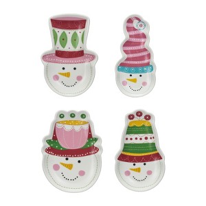 Storied Home Stoneware Snowman with Hat Dish, Multicolor, Set of 4 - 1 of 2