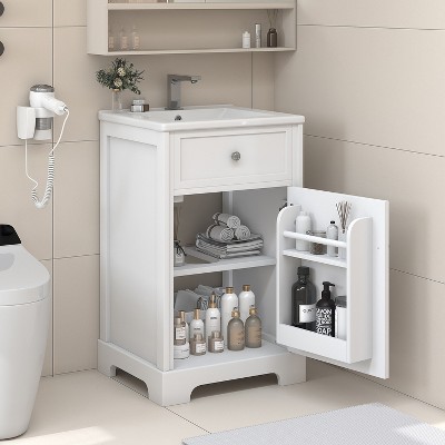 TOBILI 20" Bathroom Vanity with Sink, Bathroom Cabinet with Soft Closing Door, Storage Rack and Adjustable Shelve