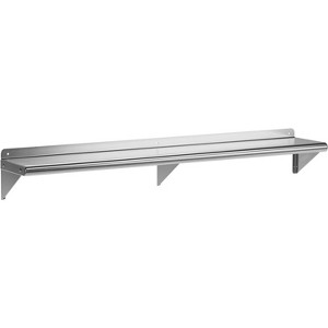 Stainless Steel Wall Shelf, Floating Metal Shelf with Adjustable Back Plate and Brackets for Kitchen, Garage and Miscellaneous - 1 of 4