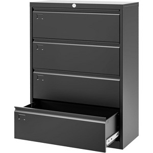 Acekool 4-Drawer Lateral File Cabinet with Lock, Metal Office Storage for Letter/Legal/A4, Secure Document Organizer, Black - 1 of 4