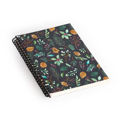 Ninola Design Christmas Botanical Charcoal Spiral Notebook - Deny Designs