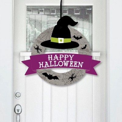 Big Dot of Happiness Happy Halloween - Outdoor Witch Party Decor - Front Door Wreath