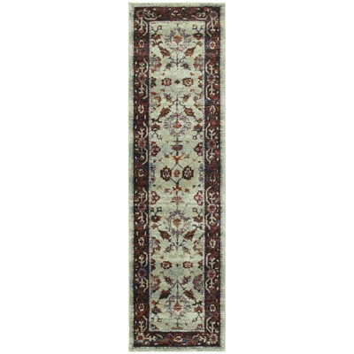 Oriental Weavers Andorra 6842D Stone/ Red Indoor Area Rug - 2'3" x 8'