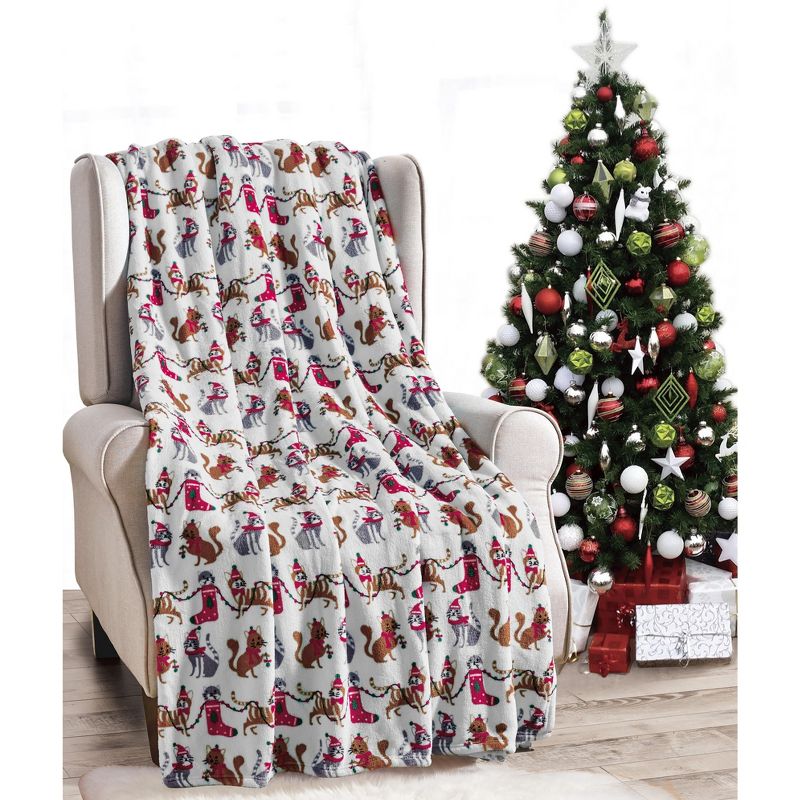 Noble house Christmas  Festive and Cheery Holiday Super Soft Ultra Comfy Microplush Throw Blanket 50"x60", 1 of 3