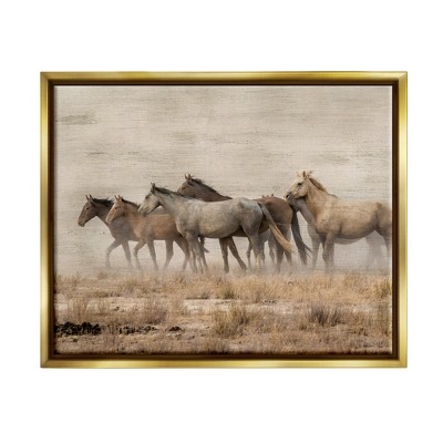 Stupell Industries Galloping Horse Herd Countryside Framed Canvas