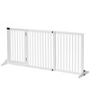 PawHut Adjustable Wooden Pet Gate, Freestanding Dog Fence for Doorway Hall, 3 Panels w/ Safety Barrier Lockable Door - 4 of 4