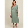 PinkBlush Light Olive Pleated V Neck Maternity Maxi Dress - image 2 of 4