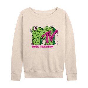 Women's - MTV - Slime Logo Lightweight French Terry Wide Neck Long Sleeve Shirt - 1 of 4