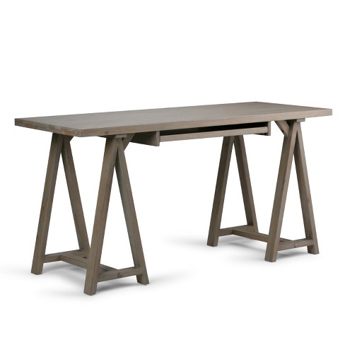 60 Hawkins Solid Wood Desk Distressed Gray Wyndenhall Target