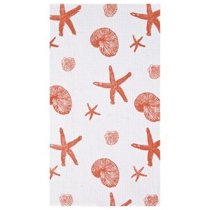 C&F Home Cora Shells & Starfish Cotton Waffle Weave Kitchen Towel - 1 of 2