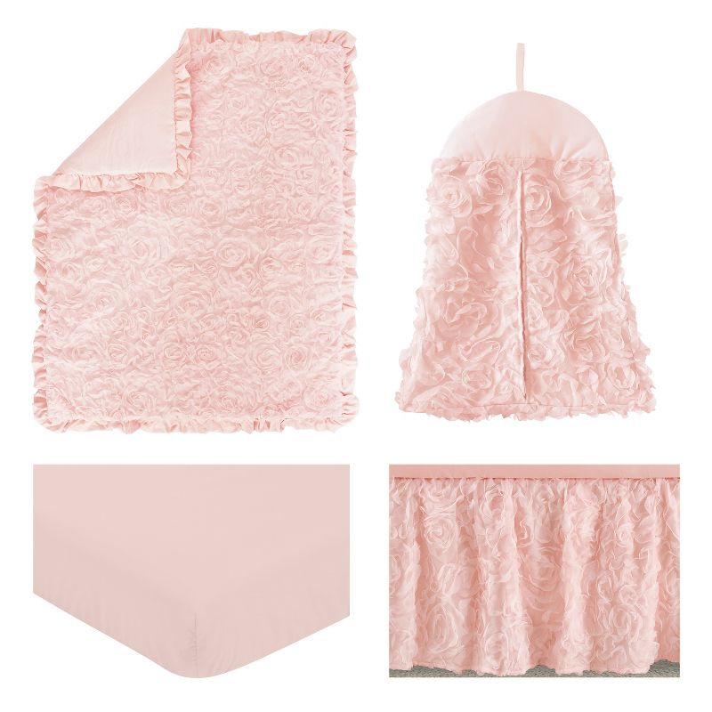 Sweet Jojo Designs Girl Baby Crib Bedding Set - Rose Collection Pink 4pc, 3 of 8