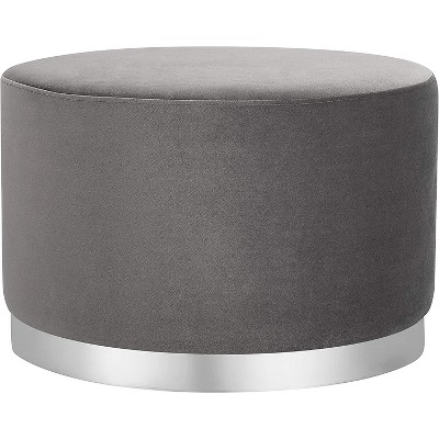 Birdrock Home Tufted Rectangle Ottoman - Velvet Foot Stool - Grey : Target