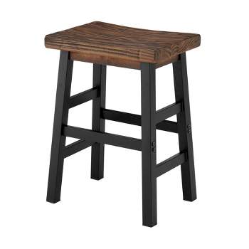26" Pomona Reclaimed Wood Counter Height Barstool with Metal Legs Brown - Alaterre Furniture