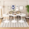 LIVAREEmlen 31.50" Modern Octagonal Coffee Table with Printed White Marble Table Top,Metal Base, for Dining Room, Kitchen, Living Room - 4 of 4
