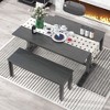 NicBex Dining Table Set for 4 Retro Rectangular Trestle Table with 2 Wood Benches for Kitchen - 2 of 4