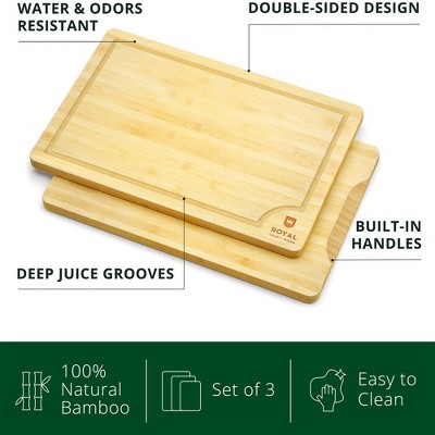 Premium Bamboo Cutting Board Set with Juice Grooves