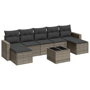 vidaXL Garden Sofa Set Grey, Dark grey - 1 of 4