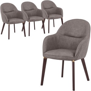 Elias Dining Chair Upholstered in Velvet and Powder Coated Legs Set of 4, Beige - 1 of 4