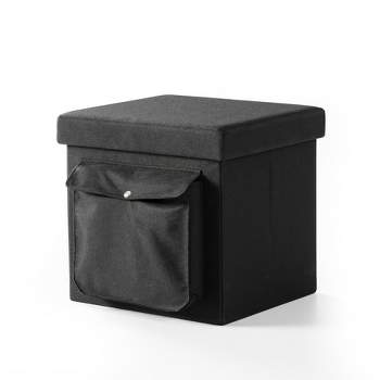 15" Cube Storage Ottoman with Pocket and Flip Top Tray - Mellow