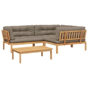 vidaXL 4 Piece Patio Pallet Sofa Set with Taupe Cushions Solid Acacia Wood Modular Outdoor Furniture for Garden Patio Deck - 1 of 4