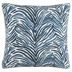 Blue Zebra Throw Pillow (20"x20") - Skyline Furniture: Mid-Century Modern, Indoor Linen & Cotton, Zippered Cover - 1 of 4