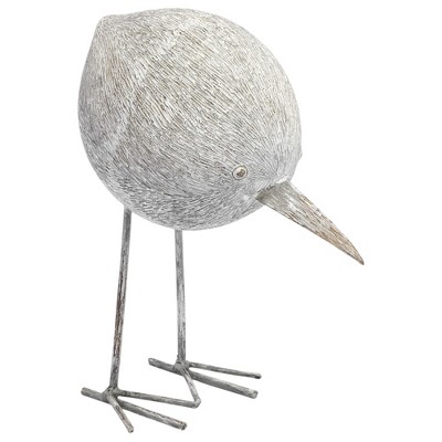 HomeRoots 7" Off White Resin And Metal Snipe Bird Tabletop Sculpture