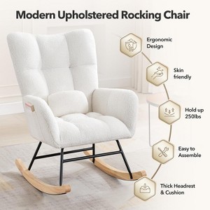 Nursery Rocking Chair Upholstered Padded Seat Rocking Chair with High Backrest,Modern Accent Recliner for Living Room, Bedroom, Cozy Reading(2 pcs) - 1 of 4
