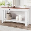 54" Farmhouse Entryway Sofa Console Table w/ 2 Drawers & Open Shelf - Wooden Storage Behind Couch for Hallway, Living Room - 4 of 4