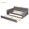 Twin Size Upholstered daybed with Drawers Wood Slat Support Gray - 3 of 4