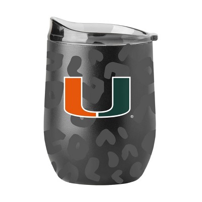 NCAA Miami Hurricanes 16oz Black Leopard Stainless Steel Wine Tumbler